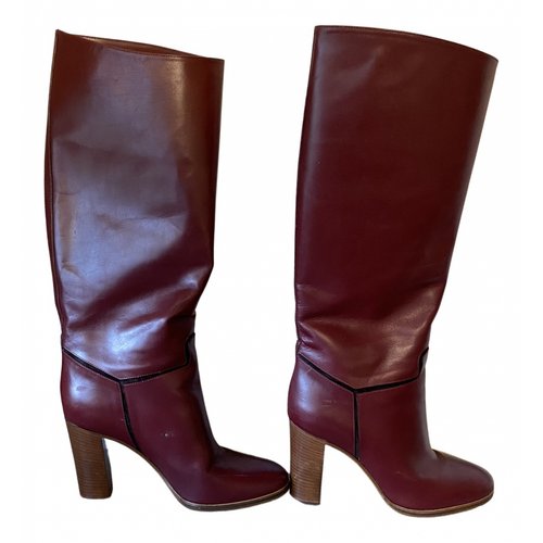 Pre-owned Victoria Beckham Leather Boots In Burgundy