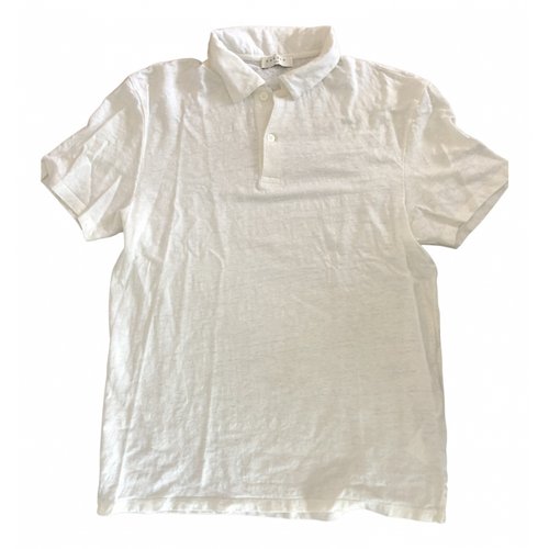 Pre-owned Sandro Linen Polo Shirt In White