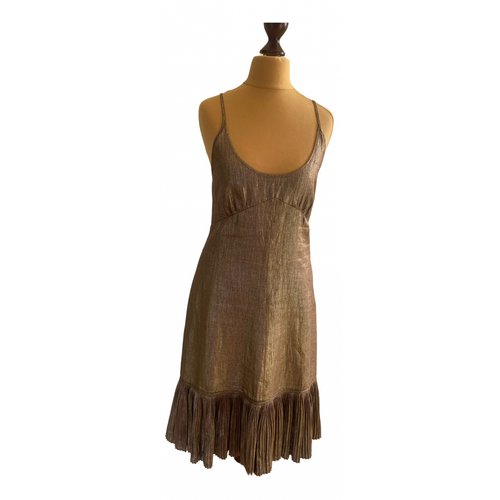 Pre-owned Max & Co Linen Mid-length Dress In Gold