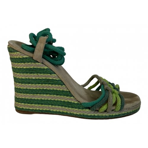 Pre-owned Marc Jacobs Leather Espadrilles In Green