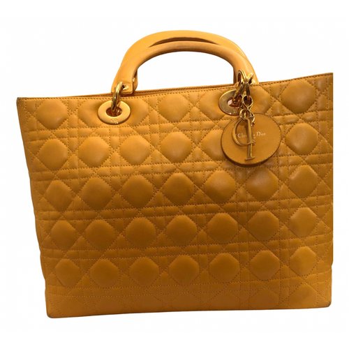 Pre-owned Dior Leather Tote In Yellow