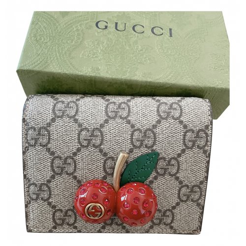 Pre-owned Gucci Leather Wallet In Beige