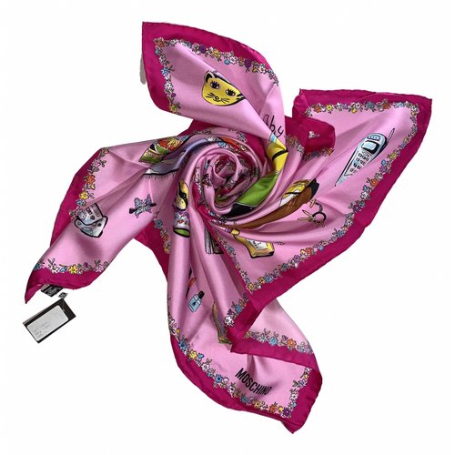 Pre-owned Moschino Silk Scarf In Pink