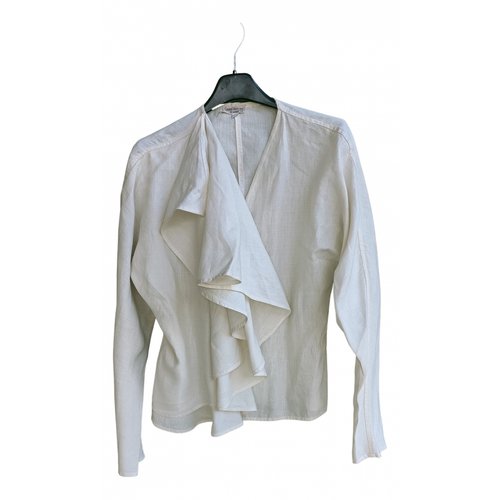 Pre-owned Versace Linen Blouse In White