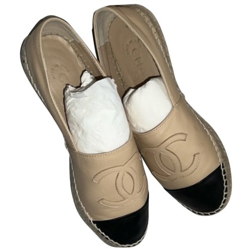 Pre-owned Chanel Leather Espadrilles In Beige
