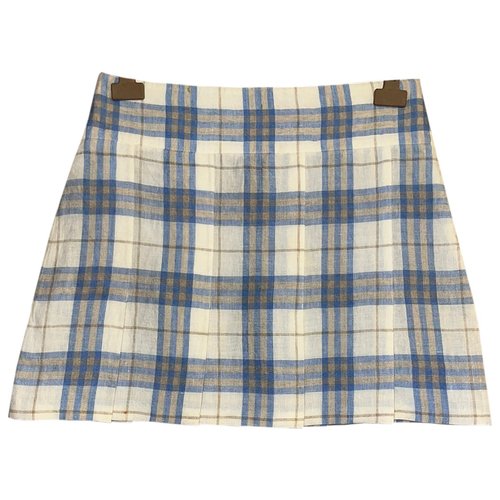 Pre-owned Burberry Linen Mini Skirt In Beige