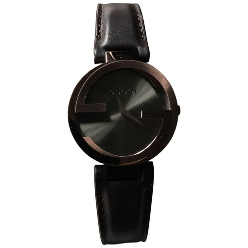 Pre-owned Gucci Interlocking Watch In Brown