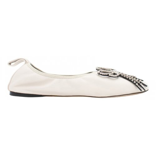 Pre-owned Loewe Leather Ballet Flats In White