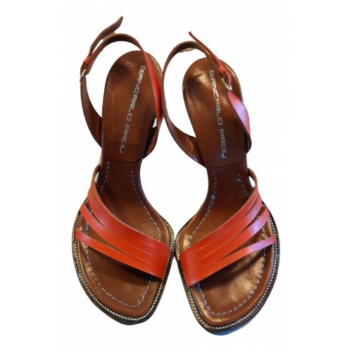 Pre-owned Giancarlo Paoli Leather Sandals In Orange