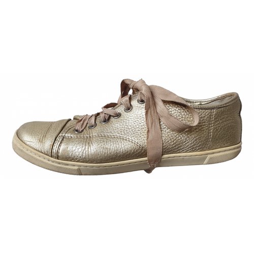 Pre-owned Lanvin Leather Trainers In Gold
