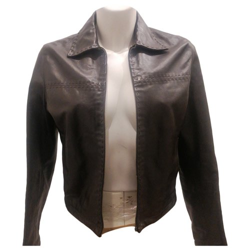 Pre-owned Replay Leather Jacket In Brown