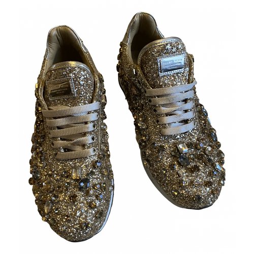 Pre-owned Philipp Plein Glitter Trainers In Gold