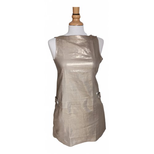 Pre-owned Dior Linen Mid-length Dress In Gold