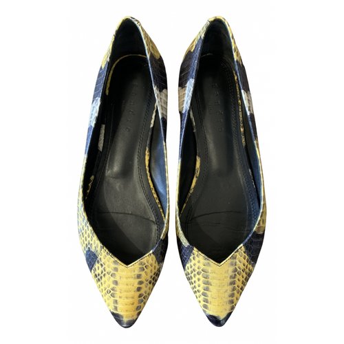 Pre-owned Sandro Leather Ballet Flats In Yellow