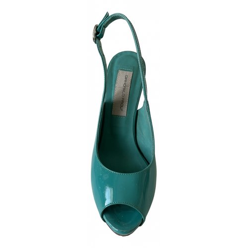 Pre-owned Giancarlo Paoli Patent Leather Sandals In Green