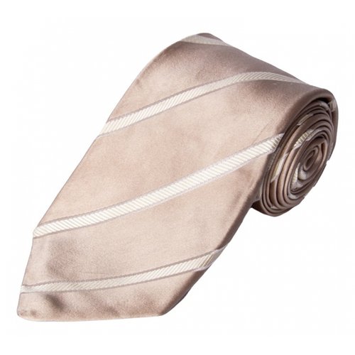 Pre-owned Kiton Leather Tie In Beige