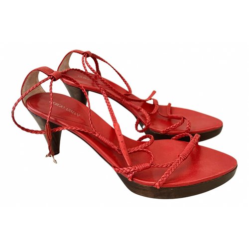Pre-owned Giorgio Armani Leather Sandal In Red