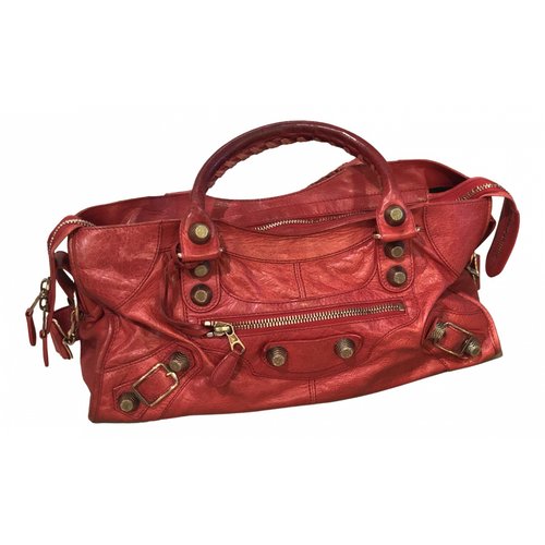 Pre-owned Balenciaga Part Time Leather Handbag In Red