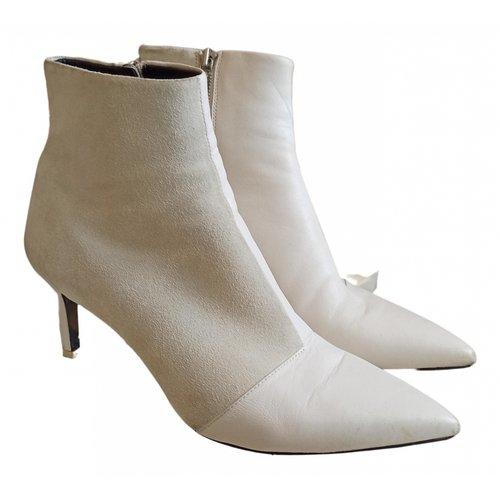 Pre-owned Rag & Bone Leather Ankle Boots In White