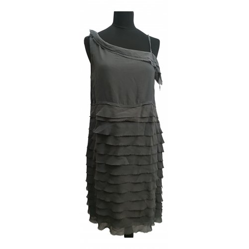 Pre-owned Trussardi Silk Mid-length Dress In Grey