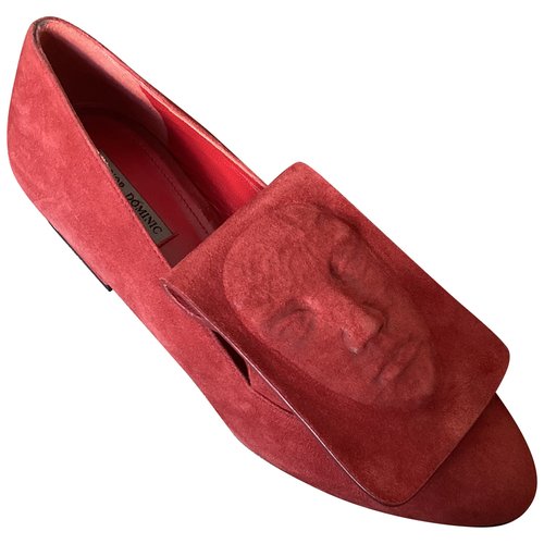 Pre-owned Ganor Dominic Flats In Red