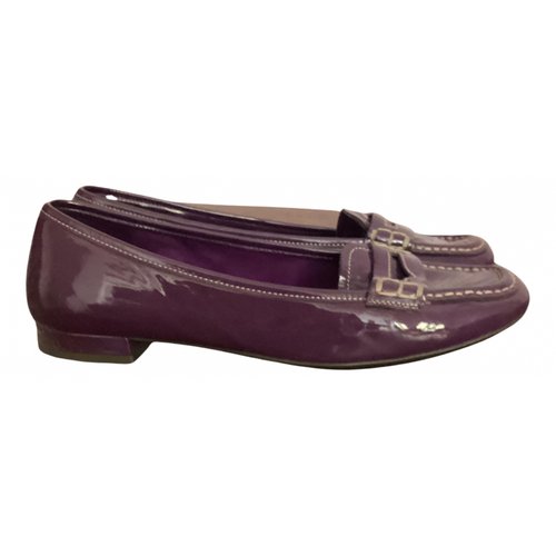 Pre-owned Prada Leather Ballet Flats In Purple