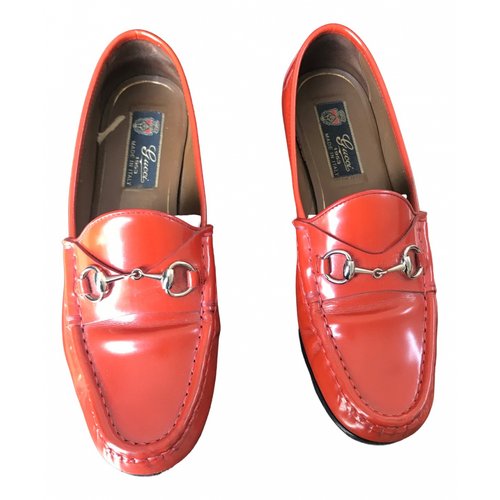 Pre-owned Gucci Patent Leather Flats In Orange