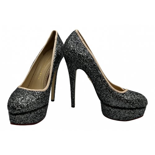 Pre-owned Charlotte Olympia Dolly Glitter Heels In Metallic