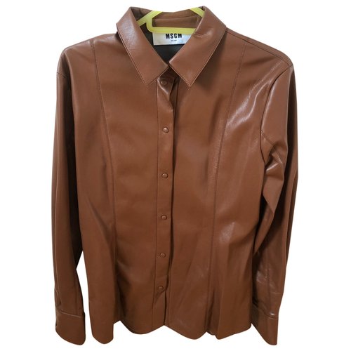 Pre-owned Msgm Faux Fur Shirt In Brown