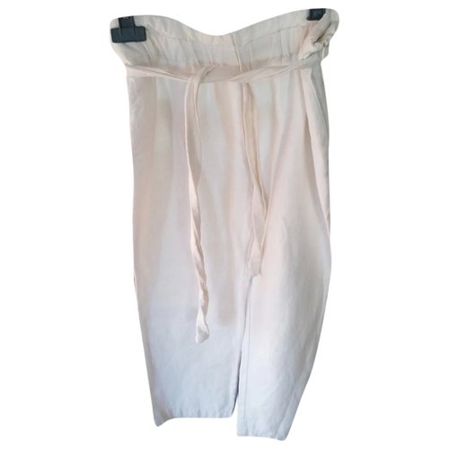 Pre-owned Kaos Linen Straight Pants In White