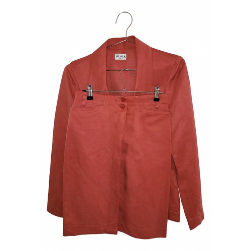 Pre-owned Alaïa Silk Suit Jacket In Orange