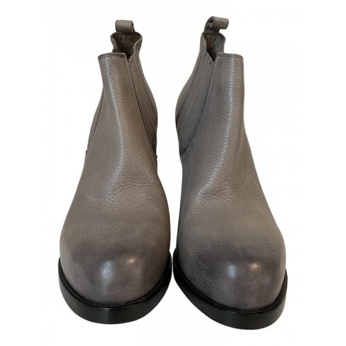 Pre-owned Santoni Leather Ankle Boots In Grey