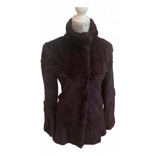 Pre-owned Trussardi Faux Fur Coat In Burgundy