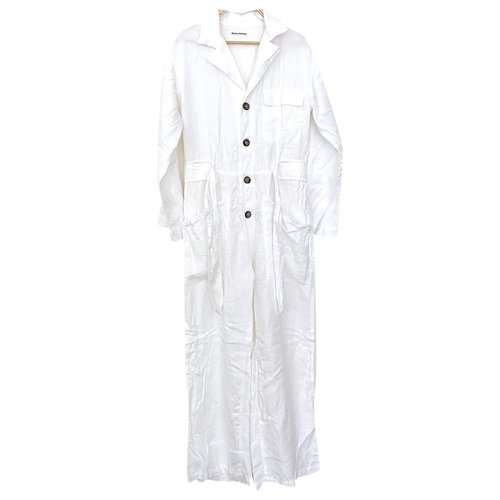 Pre-owned Reformation Linen Jumpsuit In White