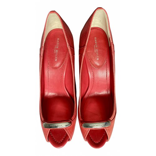 Pre-owned Karen Millen Leather Heels In Red