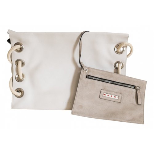 Pre-owned Marni Leather Clutch Bag In White