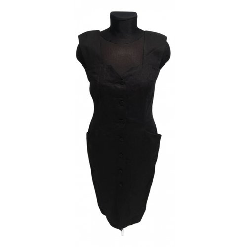 Pre-owned Dior Linen Mid-length Dress In Black