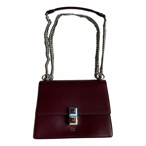 Pre-owned Fendi Kan I Leather Handbag In Burgundy