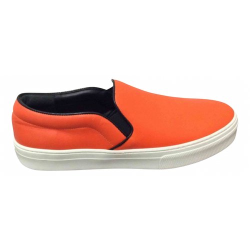 Pre-owned Celine Leather Trainers In Orange