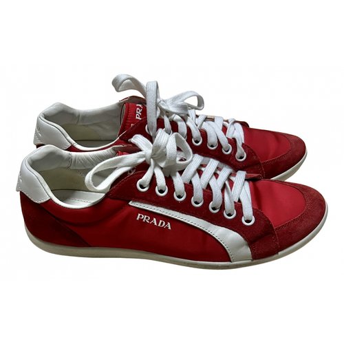 Pre-owned Prada Leather Low Trainers In Red