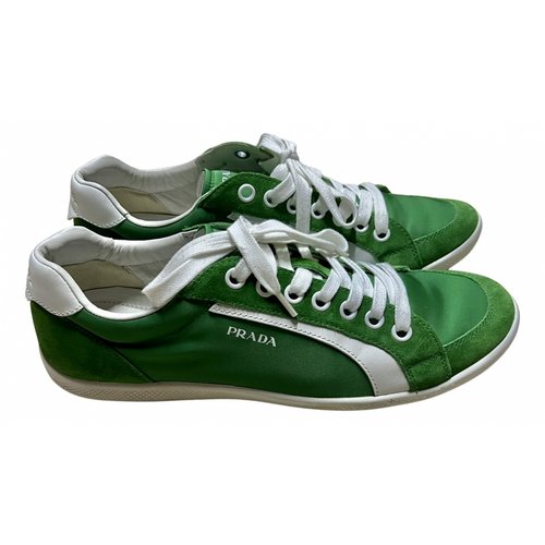 Pre-owned Prada Leather Low Trainers In Green
