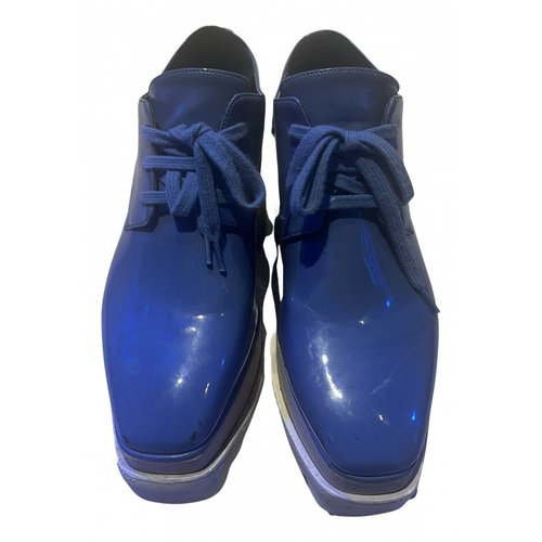 Pre-owned Stella Mccartney Elyse Patent Leather Lace Ups In Blue