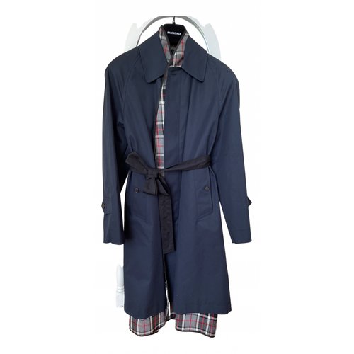 Pre-owned Balenciaga Trench Coat In Navy