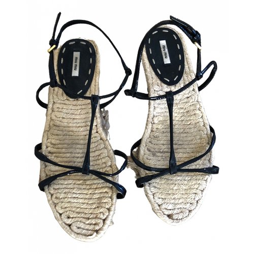Pre-owned Marni Patent Leather Espadrilles In Black
