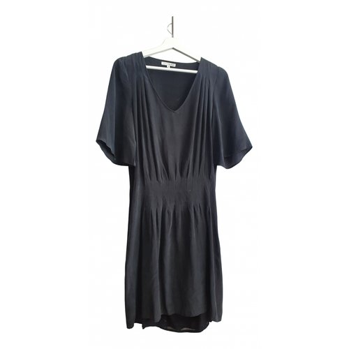 Pre-owned Ba&sh Silk Mid-length Dress In Black