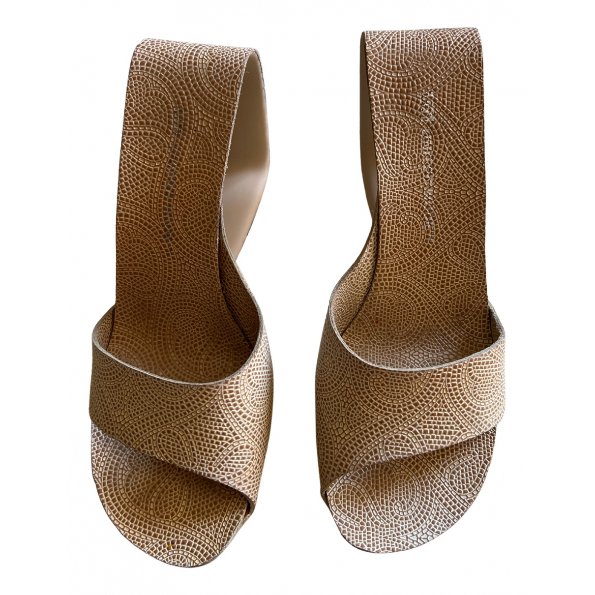 Nude Leather Mules In Beige | ModeSens