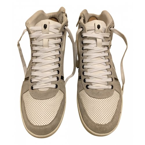 Pre-owned The Kooples Leather High Trainers In Grey