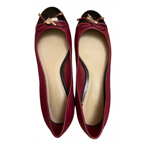 Pre-owned Coach Leather Ballet Flats In Red