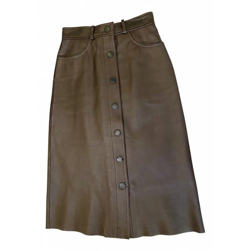 Pre-owned Sandro Fall Winter 2019 Leather Mid-length Skirt In Brown