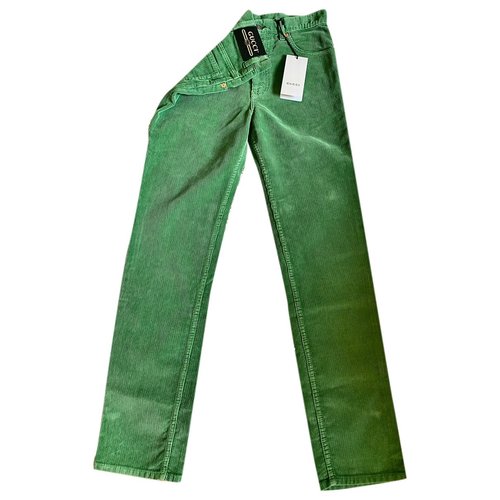 Pre-owned Gucci Velvet Trousers In Green